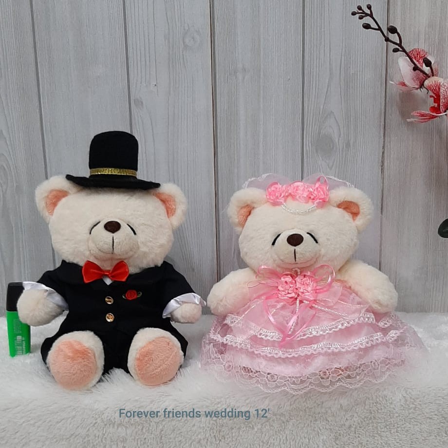 Boneka Pengantin Teddy Bear Forever Friends 28cm/bear pengantin/boneka pasangan/bear wedding