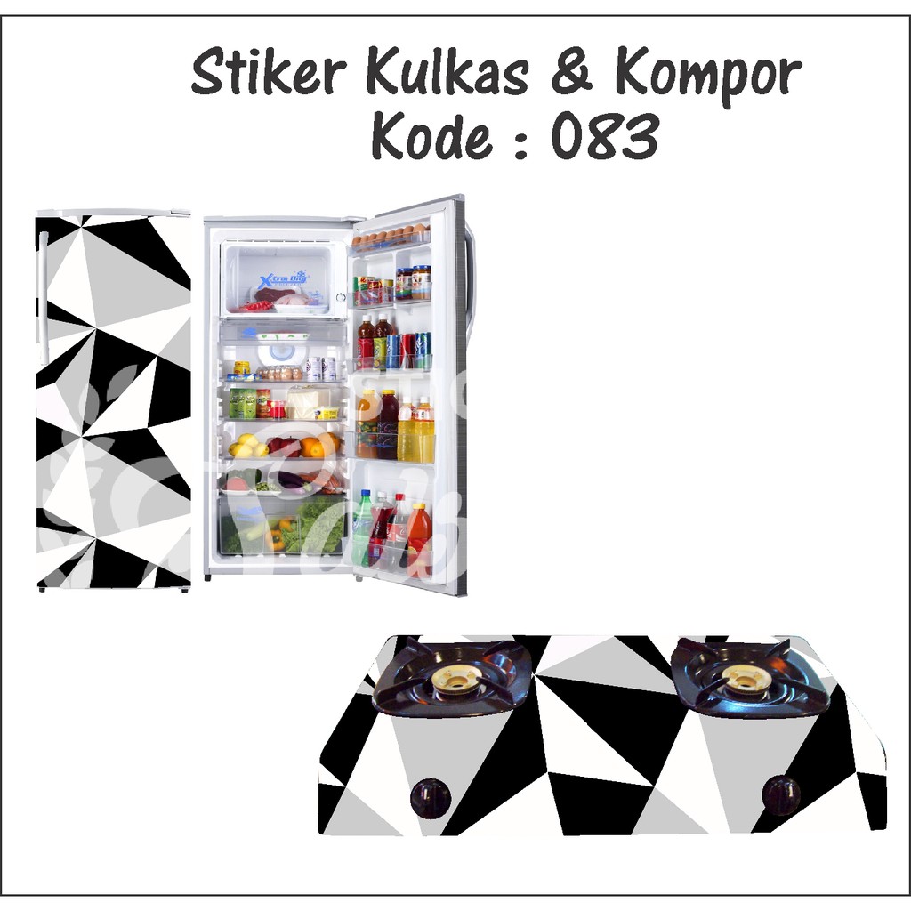 stiker kulkas dan  stiker kompor kompor 083 blackwhite