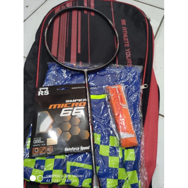 Raket Badminton RS Metric Power 14 + bonus tas kaos senar grip lengkap