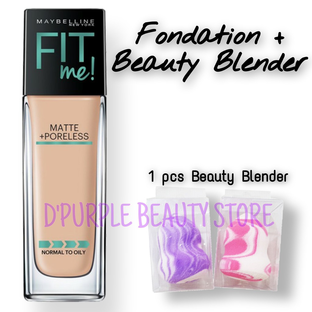 Foundation Maybelline Fit Me + Gratis Beauty Blender