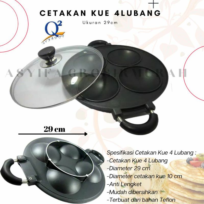 (TERMURAH)Cetakan kue serabi/dorayaki/teflon 4lubang anti lengket Q2