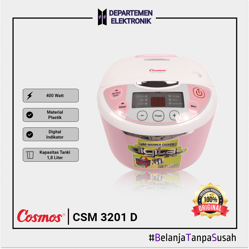 Cosmos CRJ 3201 D - Digital Rice Cooker MURAH BANGET / GARANSI RESMI