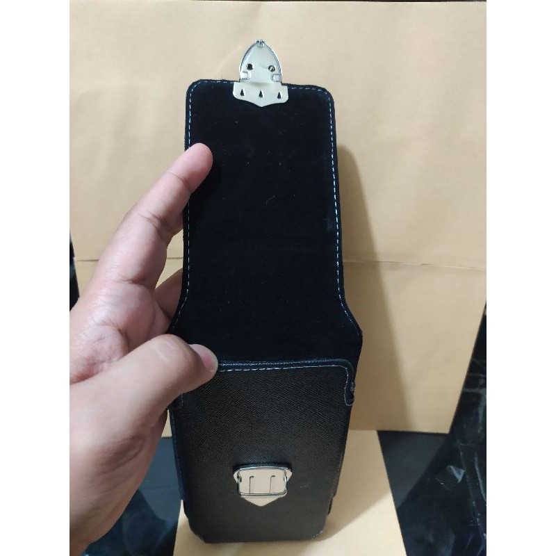 Sarung Pinggang Hp Holder Hp Pinggang Model Berdiri Harley Full Black