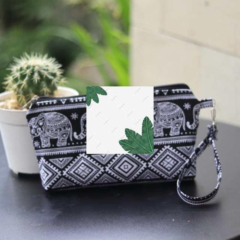 Promo Dompet Pouch Wanita Kanvas Black Ellie Keren