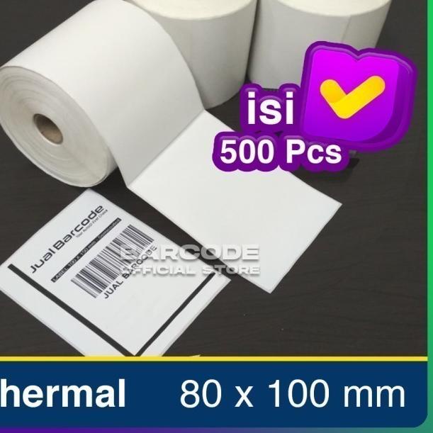 

☂ Label Bare 80 x 100 Kertas Sticker Thermal 80x100 mm (500 pcs) ℗