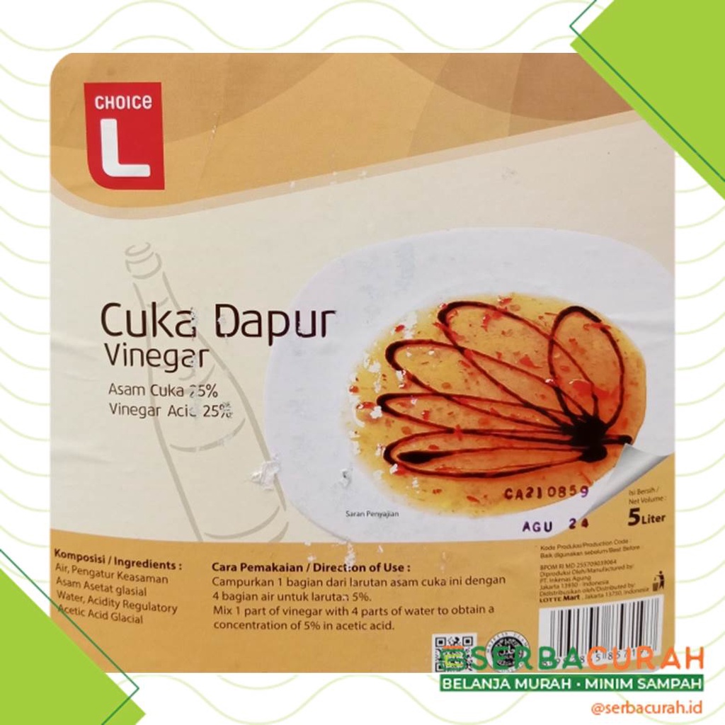 

Cuka Dapur L Choice | White Vinegar | Isi Ulang + Botol