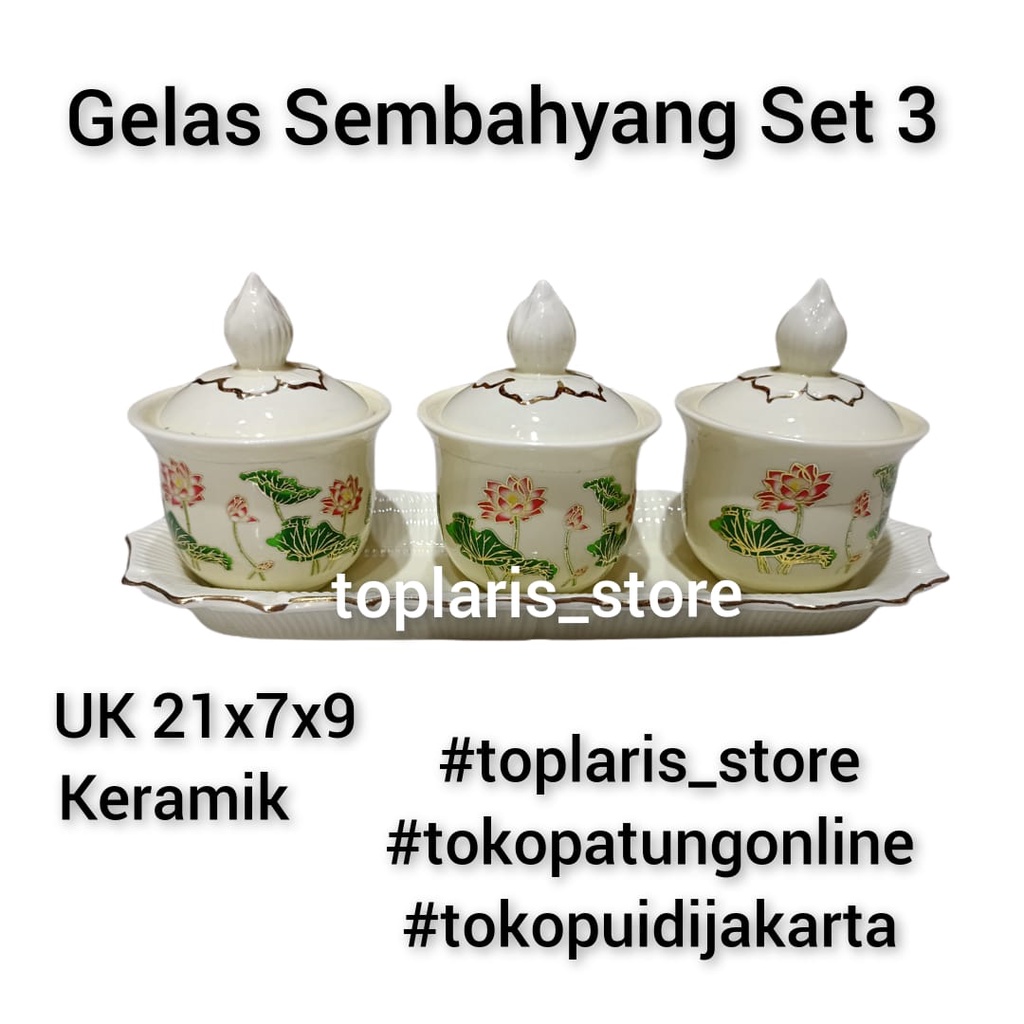 GELAS SEMBAHYANG 3 SET TERATAI KERAMIK 022