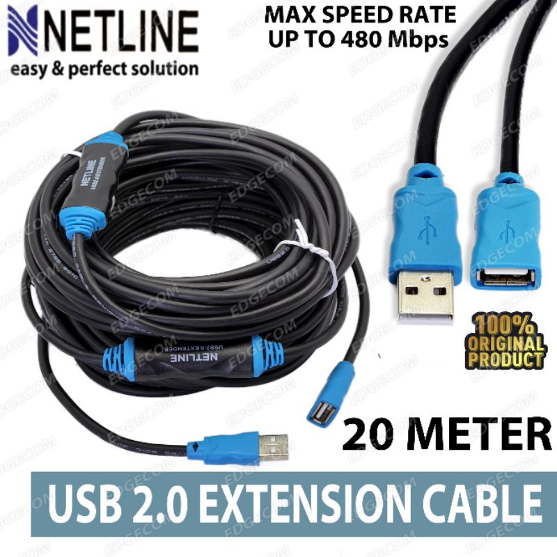 NETLINE Kabel USB 2.0 / USB 3.0 Extension Aktif / Extender Active 20 Meter
