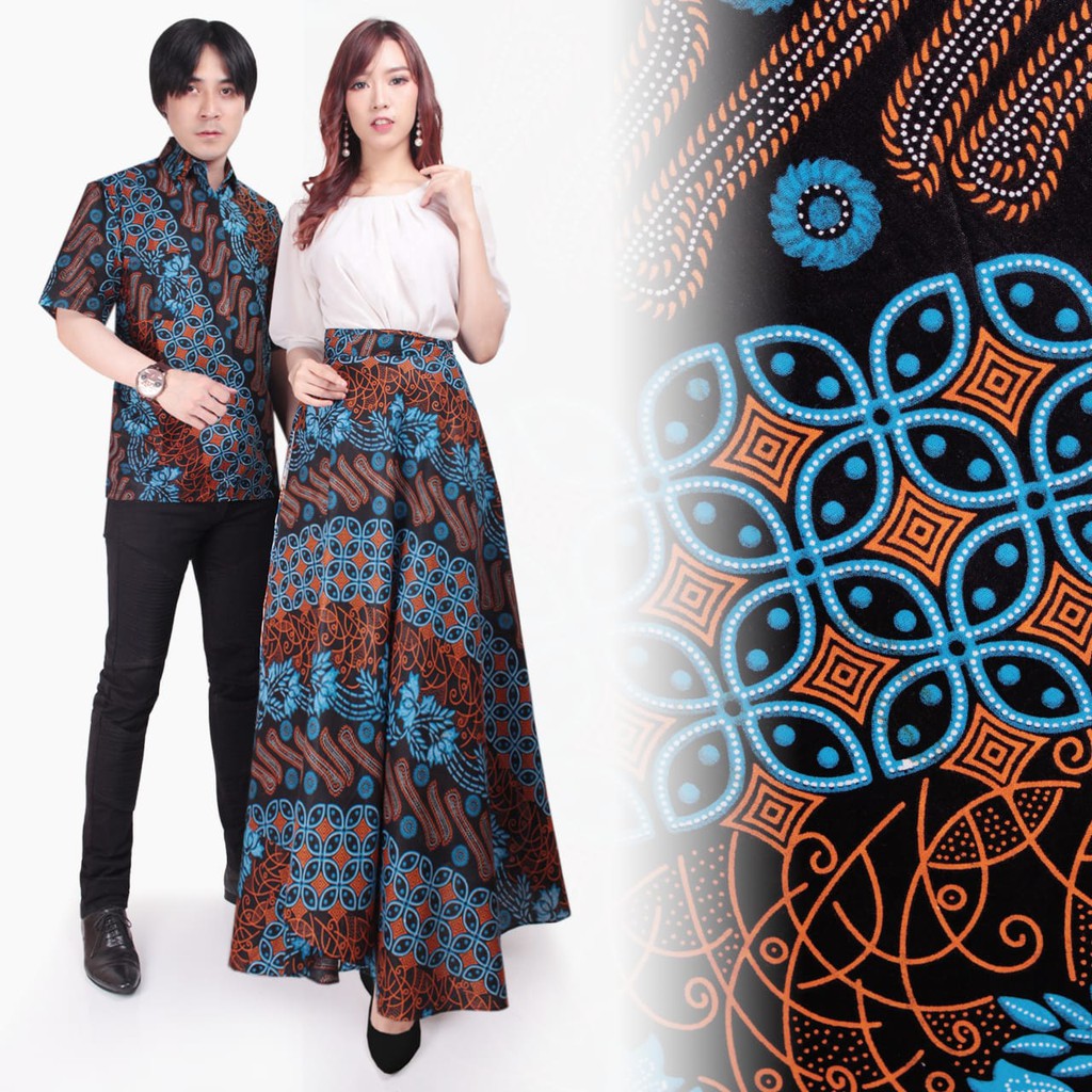 Ariana Batik couple 2in1 Rok lilit batik payung panjang wanita dan kemeja pria M-XL
