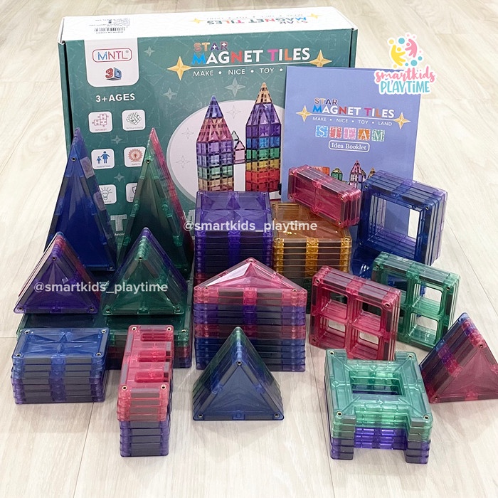 MNTL Magnetic Tiles 120 Pcs Mainan Edukasi Anak