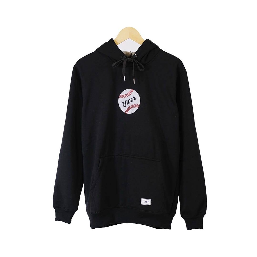 Sweater Hoodie Pria  Distro Premium OriginalHudie pria Gambar Bola Baseball Hitam Brand Lokal Bandung VIVER CONCEPT