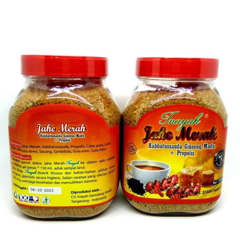 

Herbal Daya tahan tubuh Jahe Merah Inayah Extra Jahe Merah Murni Kemasan Toples 330gr