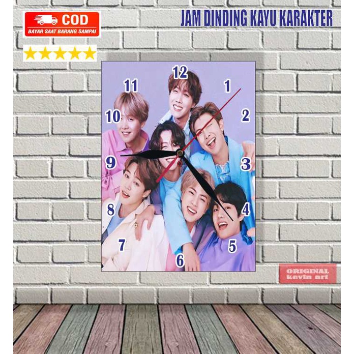 DEKORASI DINDING BT21 K-POP JAM DINDING KAYU KOLEKSI HADIAH SOUVENIR KADO UNIK MURAH BESAR AESTHETIC