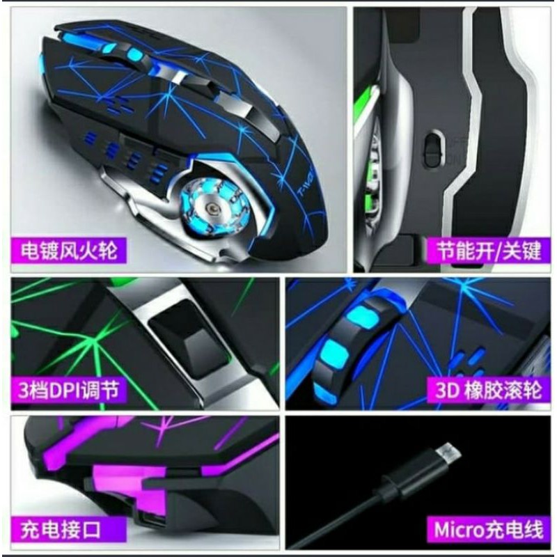 SKU-1059 MOUSE GAMING WIRELESS LED TWOLF Q13 RGB SILENT MOUSE