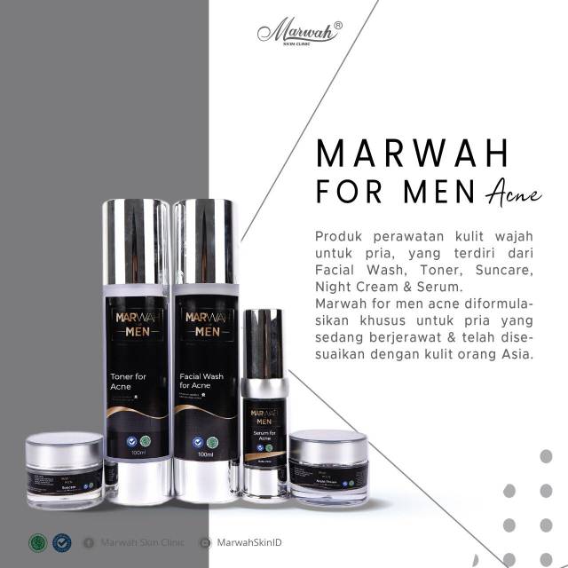 Marwah Skin Treatment Paket For Men Brightening &amp; Acne (Free Pouch)