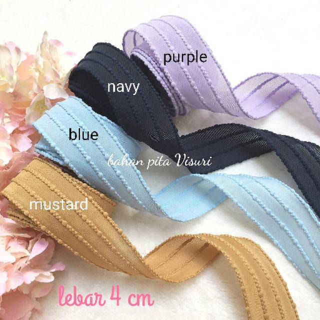 Pita Korea Garis Empat 4 cm per yard (90 cm)