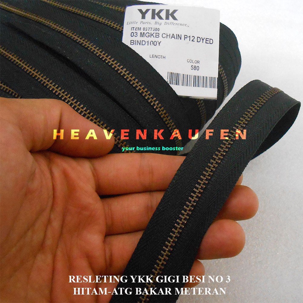 Resleting Zipper YKK Gigi Besi Kecil No 3 Hitam - ATG Bakar Harga Per Meter