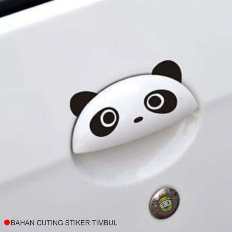 Sticker pegangan pintu mobil isi 1pcs panda bisa buat motor karakter lucu cuting sticker variasi viral