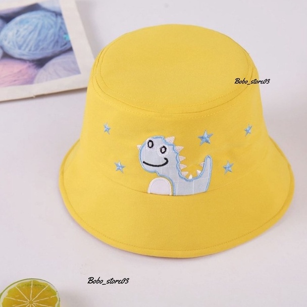 Topi Bucket Anak Bordir Dino Tanduk Bucket Bordir Anak Laki Laki Perempuan premium