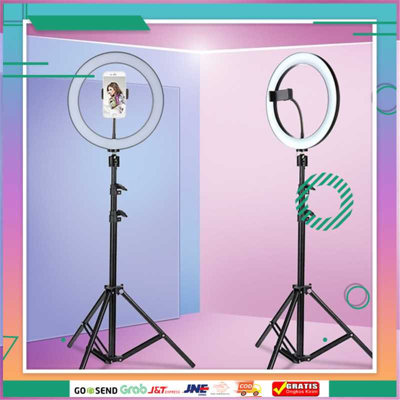 (BISA COD) FTIHSHPstudio Lampu Halo Ring Light Kamera 120 LED 26cm with Holder