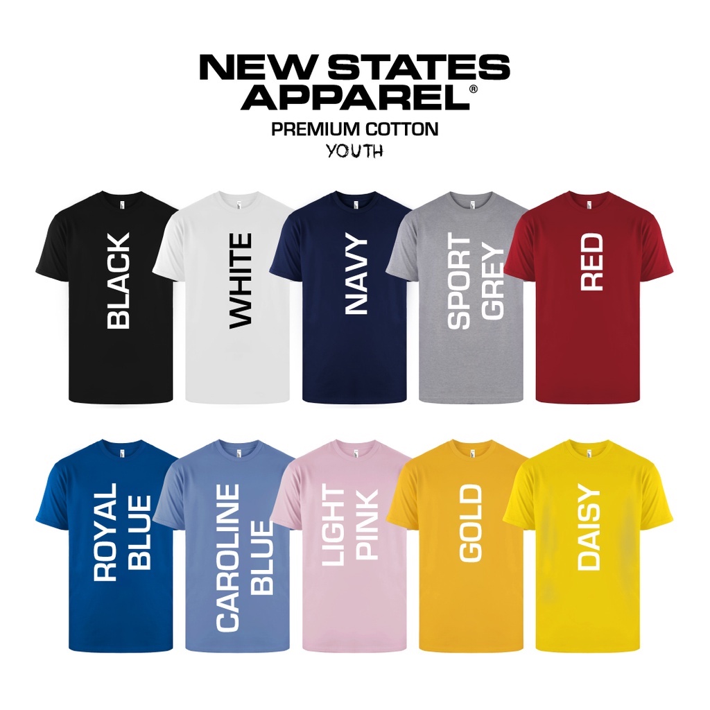 Kaos Polos Anak New States Apparel Premium Cotton 72Y00 Cotton Combed 24S Bahan Adem Dan Lembut