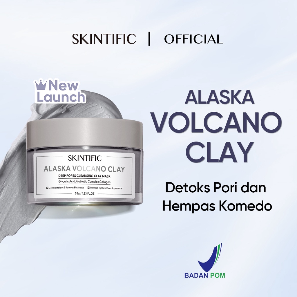 SKINTIFIC Alaska Volcano Clay Mask Deep Pores Cleansing Mud Mask 55g BPOM Masker Moisturizer
