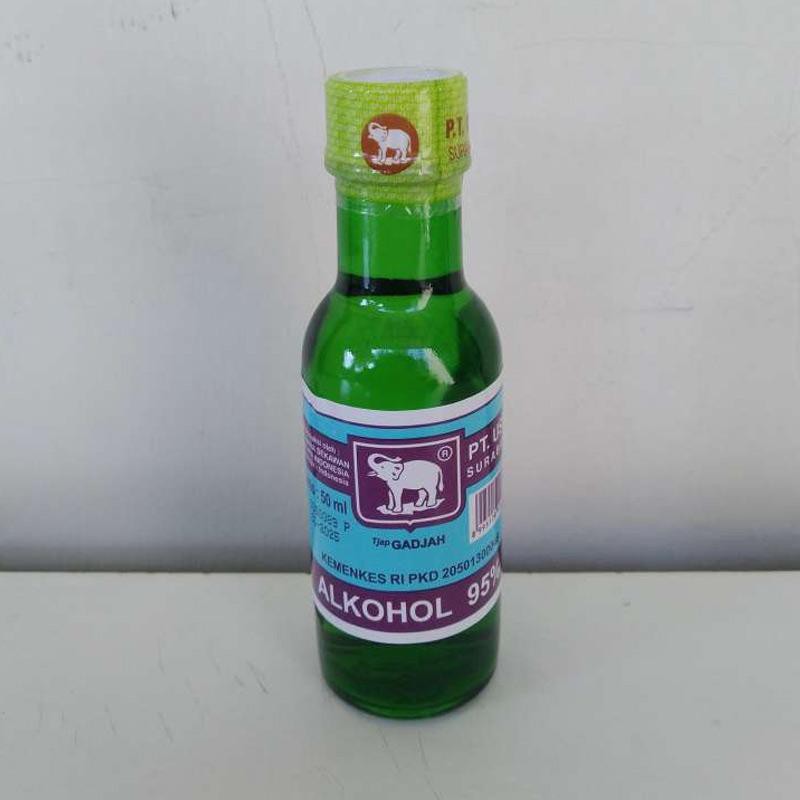 Cap Gajah Alkohol 70%/95% 50ml Botol kaca