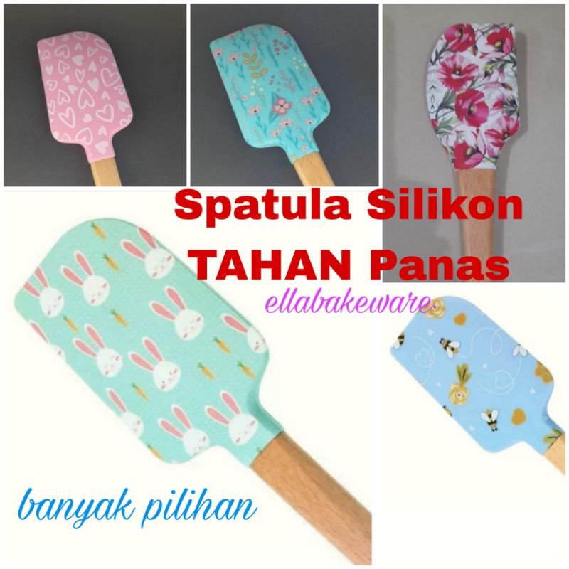 Spatula Silikon motif tahan panas solet foodgrade pengaduk adonan kue