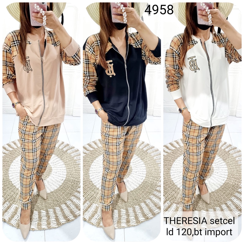 Setcel Jaket Theresia PP LD 120 Jumbo Motif Bur*berry 4958