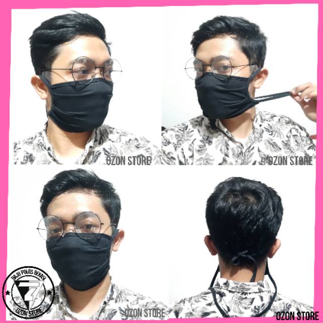 Masker Hijab Kain Polos Tali Panjang Masker Hijab Tali Sambung / Putus