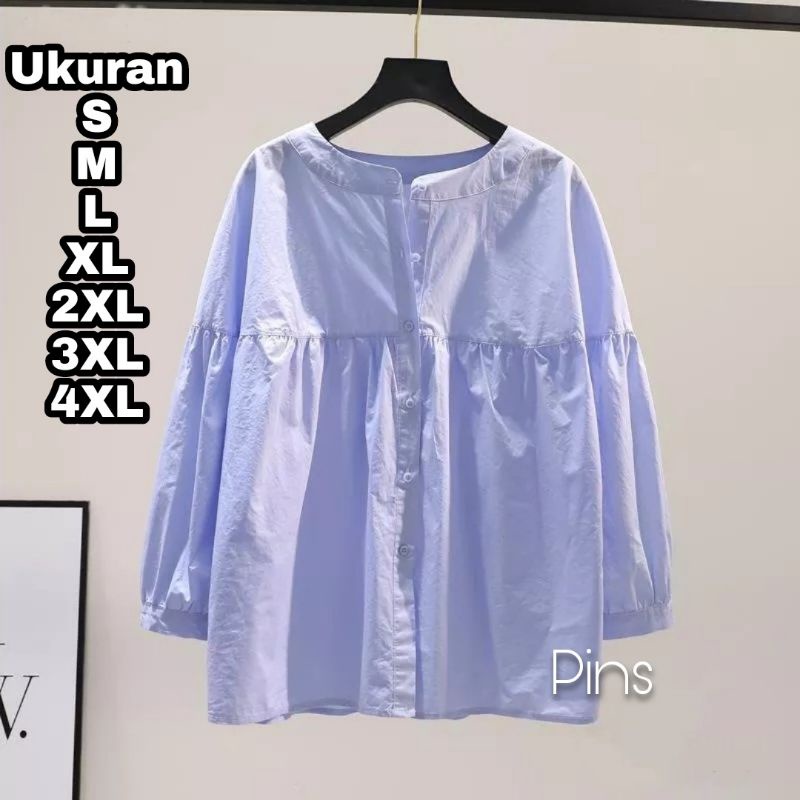 Pins Blouse Oversize Big Size Jumbo Size S M L XL XXL XXXL 4XL 2XL 3XL 5L Kemeja Basic Jumbo Big Size Baju Kerja Kantor Korea