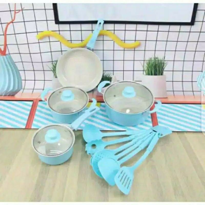 Cookware Set 10 Pcs GSF 2629,GSF 2529 8 pcs,  QME 2432 Panci Set Spatula Teflon All In One