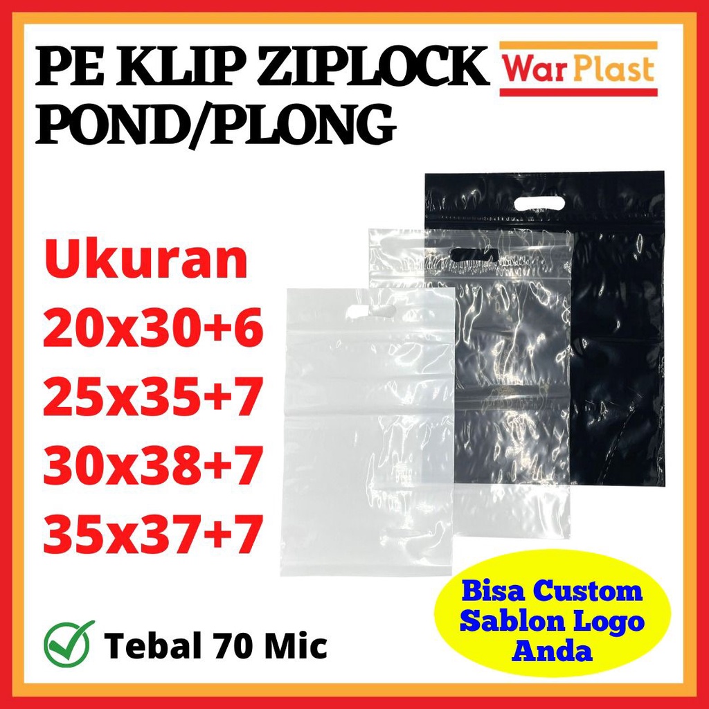 Plastik Klip Pond Ziplock Gagang + Custom Sablon (200 Lembar)