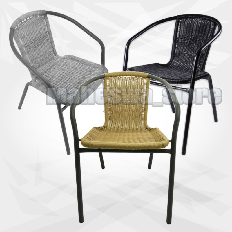 Kursi teras Anyam / kursi santai / kursi caffe outdoor besi kuat anyaman rotan sintetis