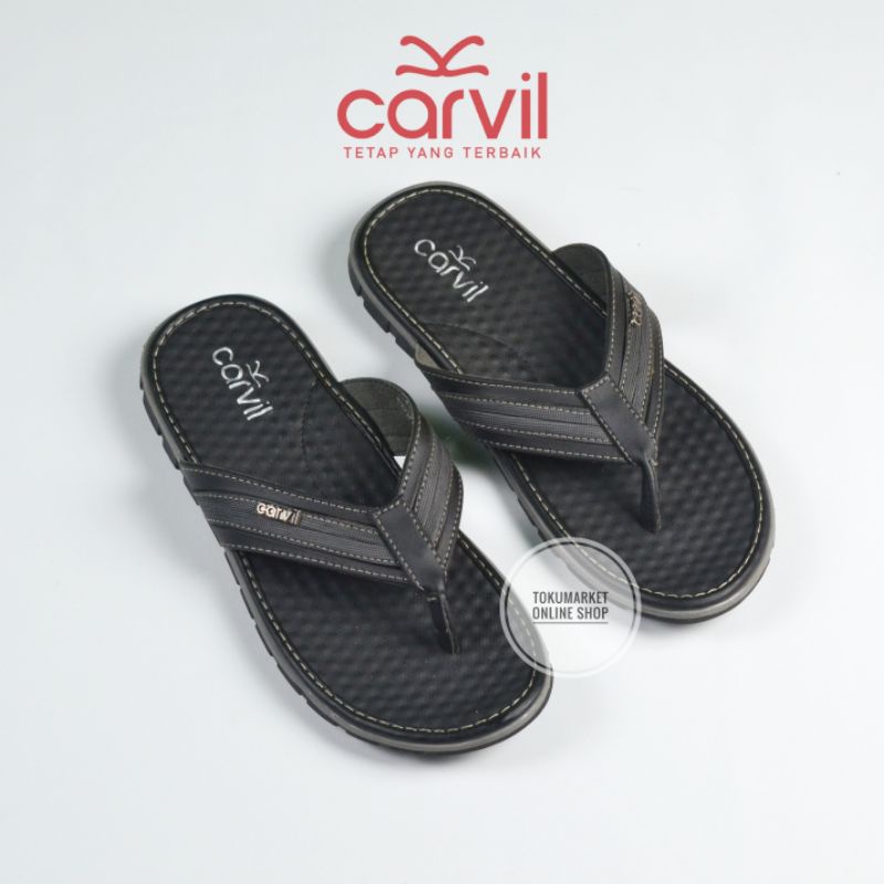 Sandal Carvil Pria Original 100% Sendal Jepit Carvil Pria Hitam