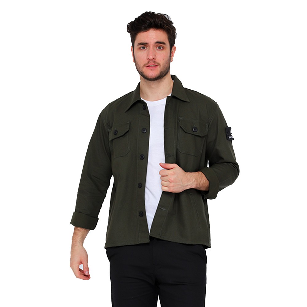 JAKET SEMI PARKA TRUCKER CANVAS HIJAU ARMY | Shopee Indonesia