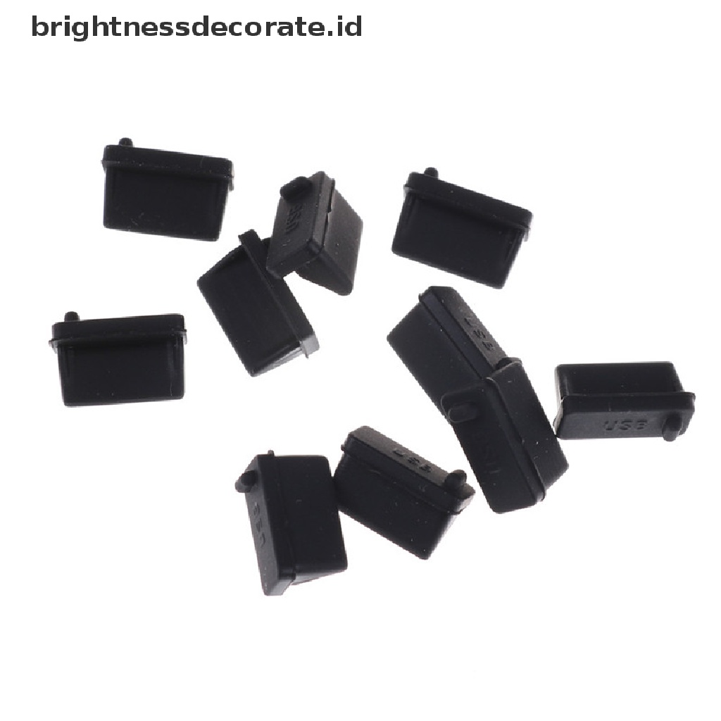 10 Pcs Plug Stopper Pelindung USB Female Tipe A Bahan Karet Warna Hitam Anti Debu