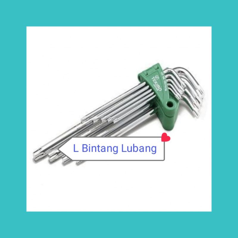 Kunci L Bintang Panjang Lubang 9pcs Tekiro Tamper Torx Key 9pcs