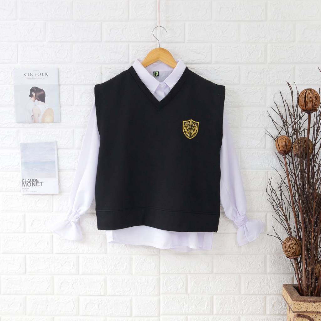 A&G Apparel (TANPA DASI) Set Vest Sofa Korean Style / Setelan Kemeja dan Rompi Wanita