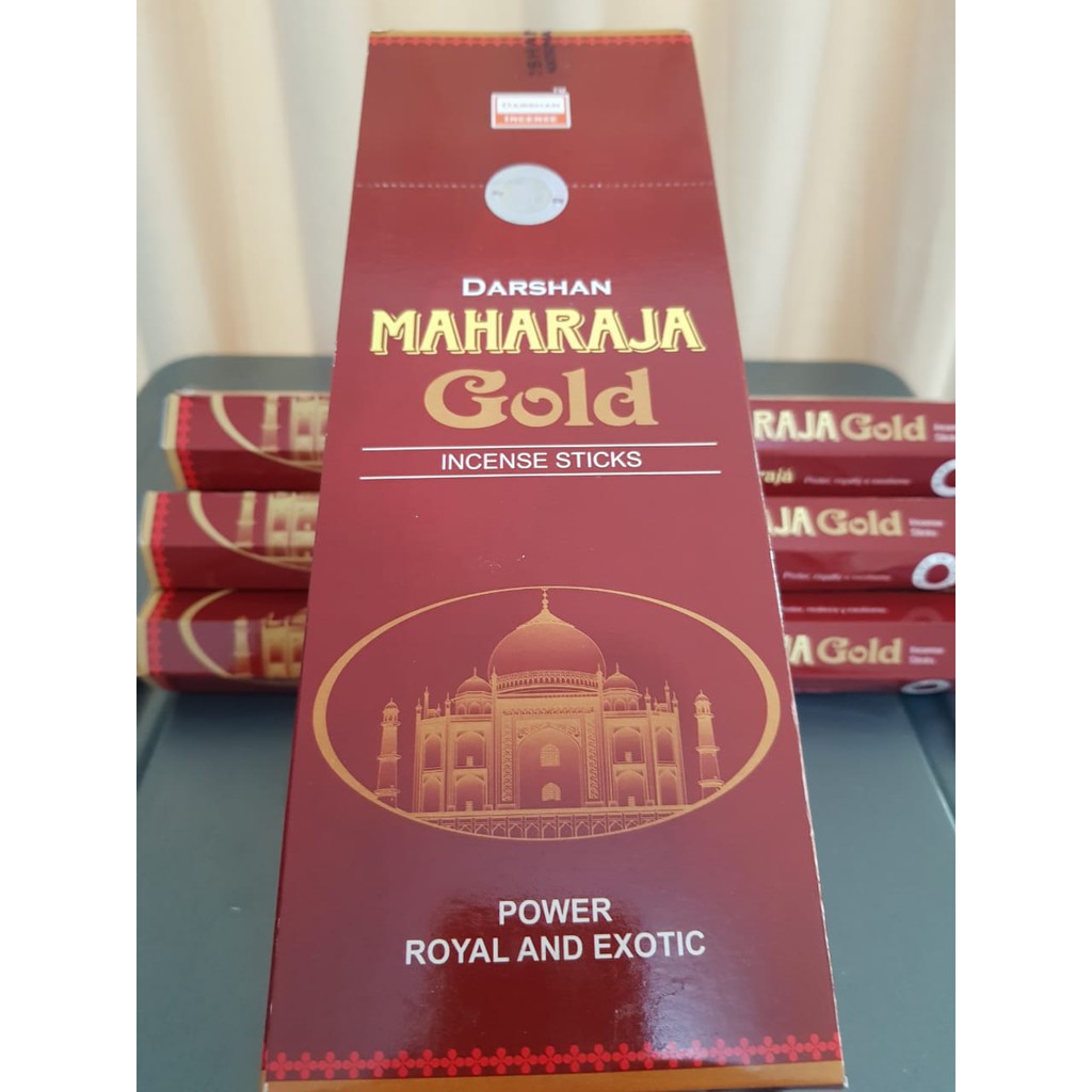 PER SLOP Dupa Hio Maharaja Gold Hexa Kecil Handmade By Darshan India Isi 6 Pack