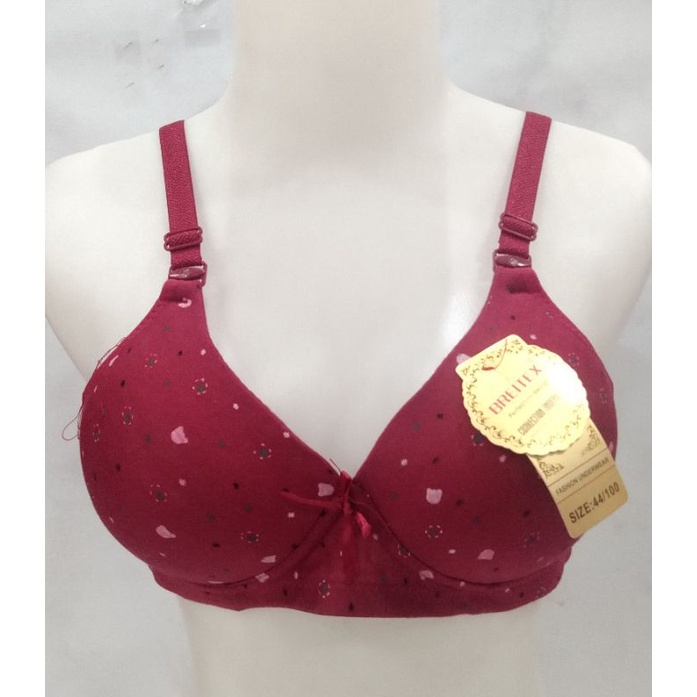 Bra Bh Busa Tanpa Kawat Breitex 8076 Katun Motif Kait 3 ( 38 40 42 44 )