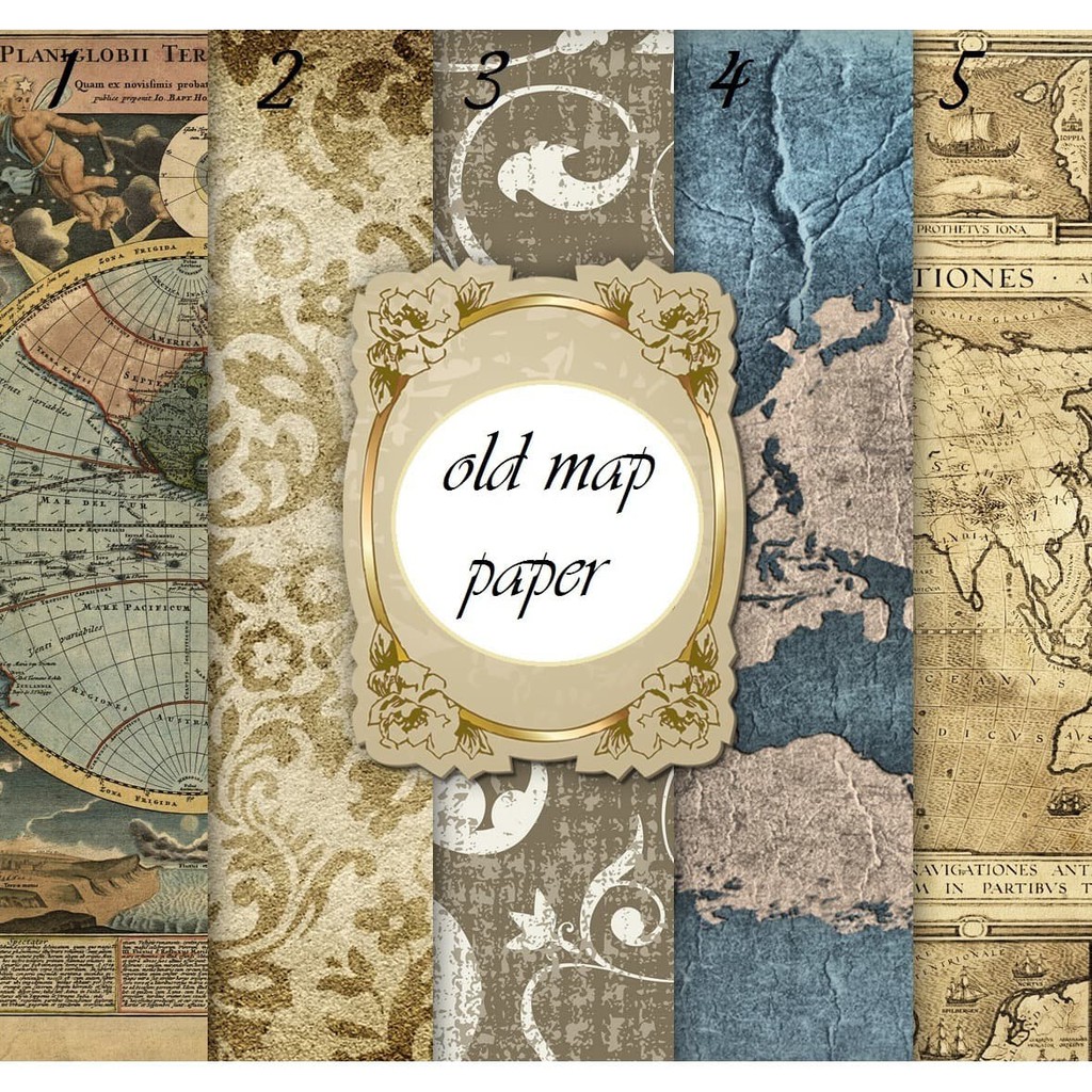 Kertas Scrapbook - Old Map Paper 1-5_FFH19 Design