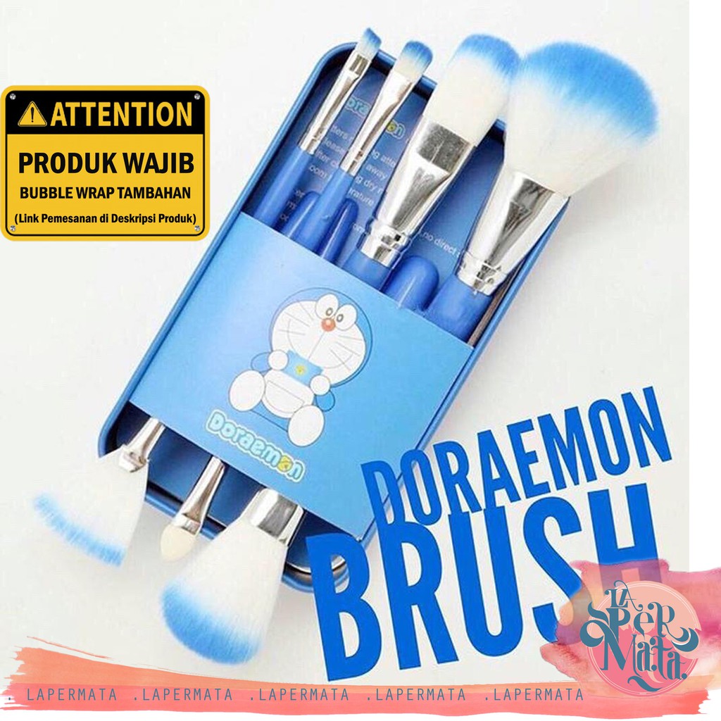 Make Up Brush Kotak Kaleng Set Doraemon 7 in 1 - LPM Shop