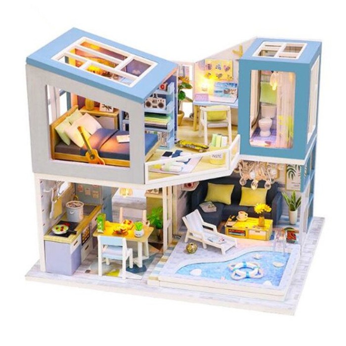 Mainan Miniatur Rumah Boneka DIY Doll House Wooden Furniture lego