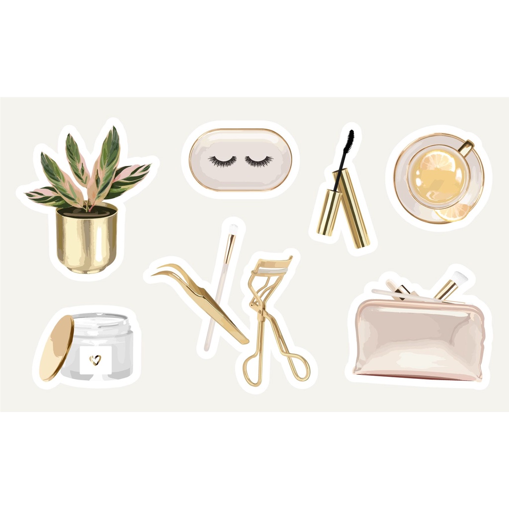 

Sticker Aesthetic Girls Stuff - Sticker Makeup - Sticker Skincare Girls makeup hair - Stiker Tumblr Skincare Travel Girl