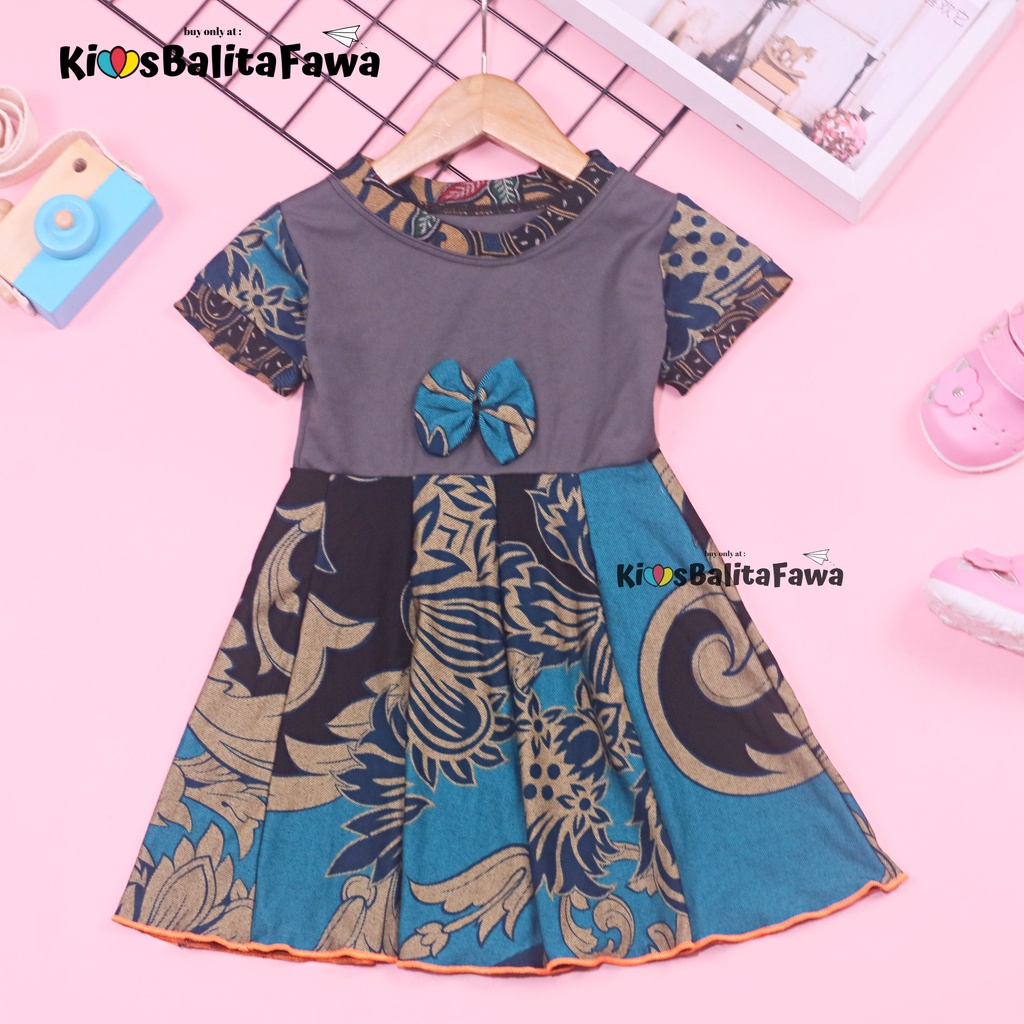 (BATIK) Dress Pita Baby uk 6-12 Bulan / Baju Etnik Anak Bayi Perempuan Dres Lengan Gaun Murah Adem