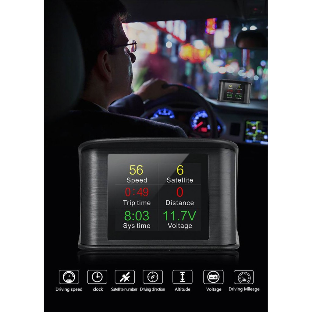 Display OBD/HUD Head Unit Display Mobil OBD2 On-board Computer Speedometer - P10
