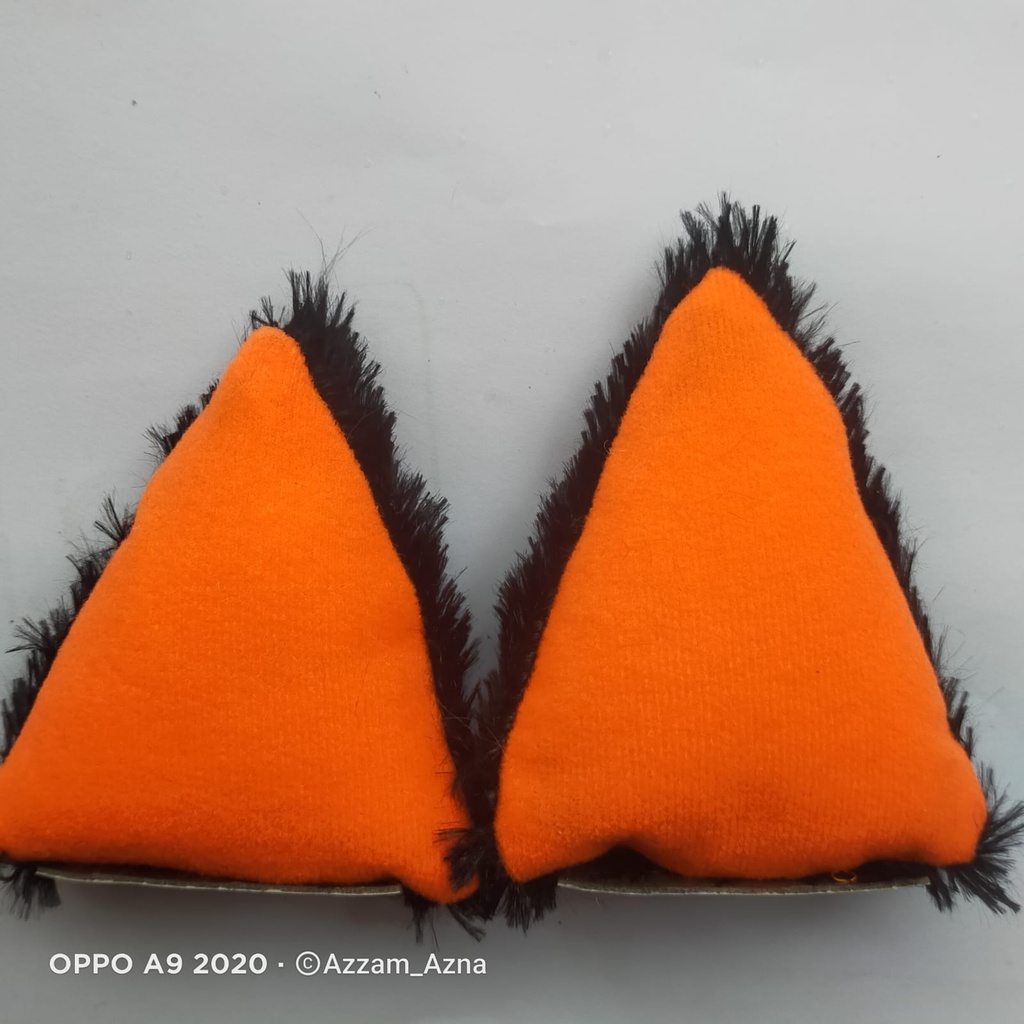 TERBARU⚡HITAM OREN| KUPING BANDO LUCU /HIASAN UNTUK HELM / KUPING KUCING / SERBAGUNA KUPING KUCING U