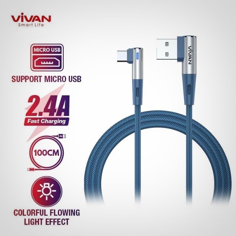 (VIVAN B-WM) KABEL DATA MICRO USB FAST MODEL GAMING FAST CHARGING 2.4A KABEL MICRO GAMERS B-WM