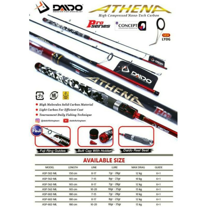 Joran daido athena pro series panjang 1,65 meter (10-20lb)